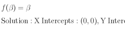 The f(β)=β is X Intercepts: (0,0),Y Intercepts: (0,0)